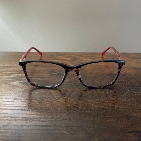 Karen Kane Rosary Pea Red Multicolor Rectangular Eyeglass Frames Only 53-17-140 - Picture 1 of 8
